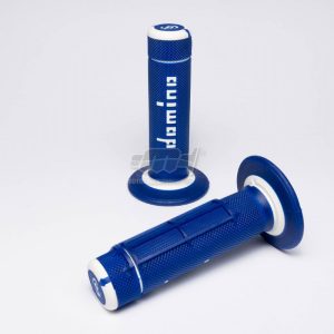 Coppia manopole Domino cross blu/bianco