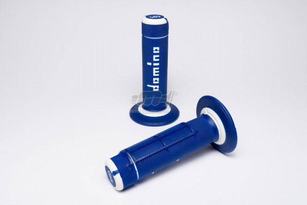 Coppia manopole Domino cross blu/bianco